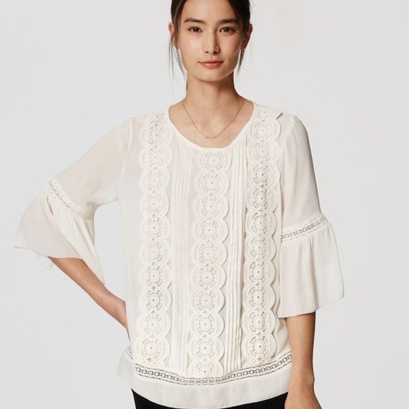 LOFT Tops - NWT LOFT 'Lacy' white bell sleeve top LOFT Tops - NWT LOFT 'Lacy' white bell sleeve top
